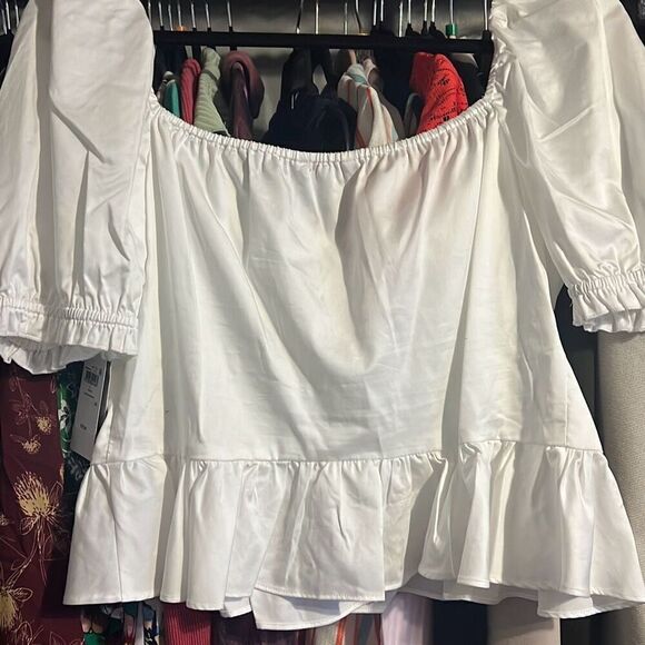 GUESS Women's Short Sleeve Meri Poplin Top Sz L NWT - Picture 7 of 8